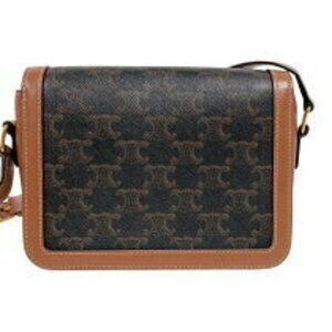 Celine Shoulder Bag Tan Triomphe Canvas Teen